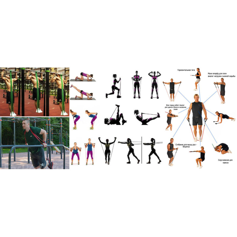 Резиновая петля-эспандер EasyFit, Сопротивление 16-60 кг, Длина 300 см, Латекс, Нейлон, Сталь, Пластик, Неопрен, Для лыжника, пловца, боксера, Синий