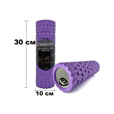 Массажный ролик (валик) EasyFit Grid Roller Mini, Длина 30 см, Диаметр 10 см, Пена EVA с массажной поверхностью 3D, для МФР, фитнеса, йоги и реабилитации, Фиолетовый