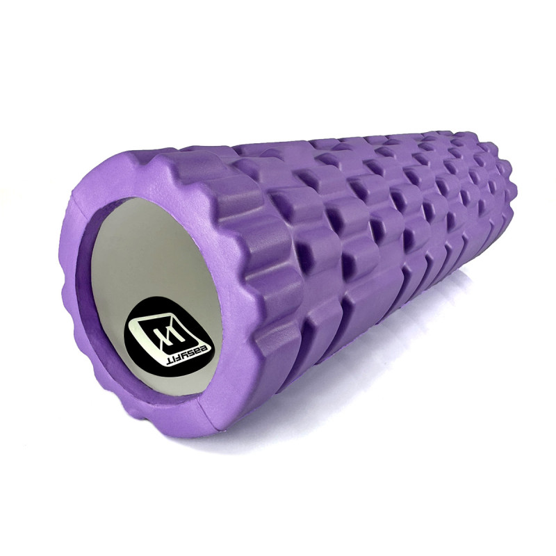 Масажний ролик (валик) EasyFit Grid Roller Mini, Довжина 30 см, Діаметр 10 см, Піна EVA з масажною поверхнею 3D, для МФР, фітнесу, йоги та реабілітації, Фіолетовий