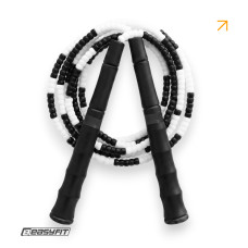 Бісерна скакалка EasyFit FreeRope, Довжина 2,7 м, Чорно-білий, Для роуп-скіппінгу, фристайлу та функціональних тренувань