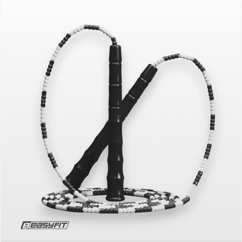 Бісерна скакалка EasyFit FreeRope, Довжина 2,7 м, Чорно-білий, Для роуп-скіппінгу, фристайлу та функціональних тренувань