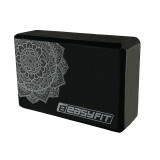 Блок для йоги EasyFit EVA, Довжина 23 см, Ширина 15,5 см, Піна EVA, Чорний з малюнком  