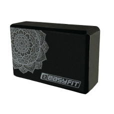 Блок для йоги EasyFit EVA, Длина 23 см, Ширина 15,5 см, Пена EVA, Черный с рисунком 