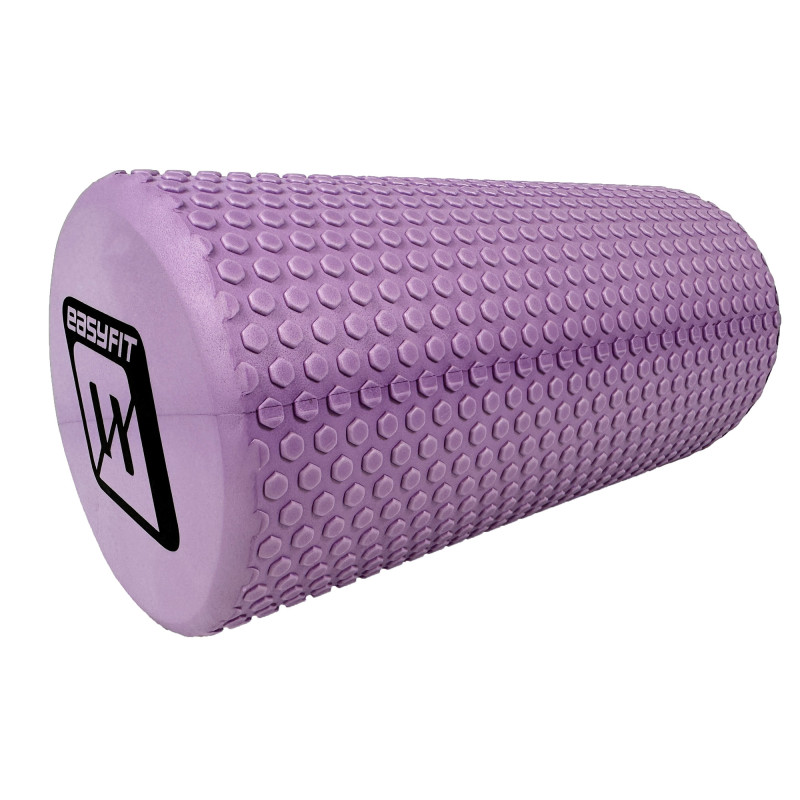 Массажный ролик (валик) EasyFit Foam Roller, Длина 30 см, Диаметр 14,5 см, Пена EVA с мелкой массажной поверхностью, для МФР, фитнеса, йоги и реабилитации, Сиреневый