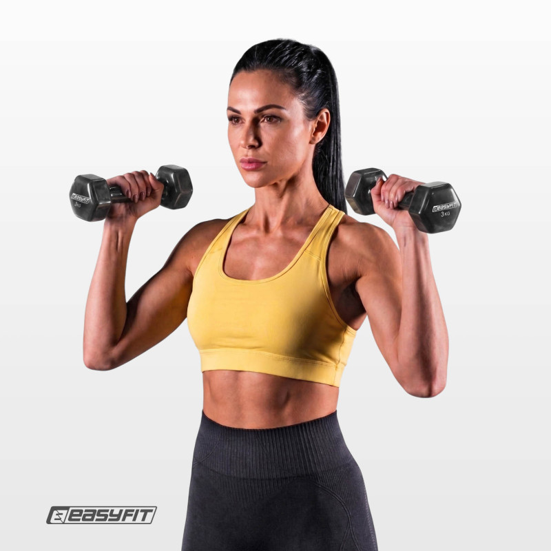 Гантель для фітнесу EasyFit з вініловим покриттям, Вага 3 кг, Сталь, Чорний
