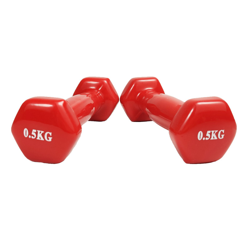 Гантель для фітнесу EasyFit із вініловим покриттям 0,5 кг Червоний