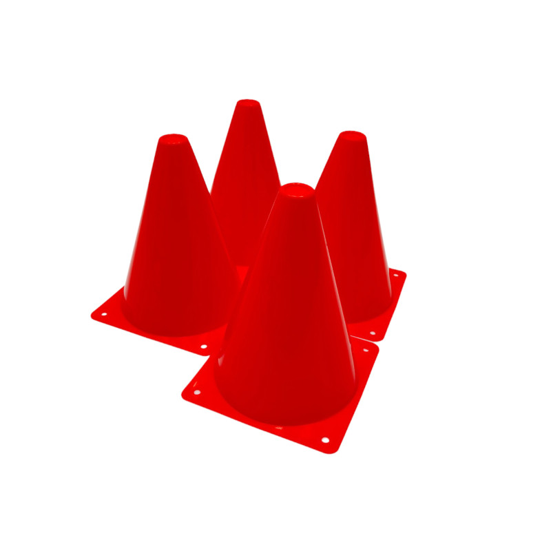 Конусы-фишки (набор 4 шт) EasyFit, Высота 17 см, ПВХ, Красный, Для разметки, тренировок и футбола