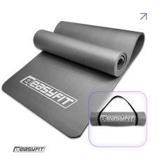 Коврик EasyFit для пилатеса и фитнеса, 180x60 см, толщина 10 мм, NBR, серый
