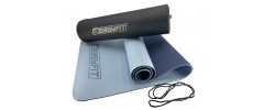 Двухслойный коврик EasyFit для пилатеса, фитнеса и йоги с чехлом, 183x61 см, толщина 6 мм, TPE/TC, ECO-Friendly, голубо-синий