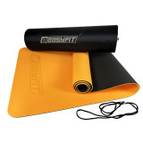 Двошаровий килимок EasyFit для пілатесу, фітнесу та йоги з чохлом, 183x61 см, товщина 6 мм, TPE/TC, ECO-Friendly, помаранчево-чорний
