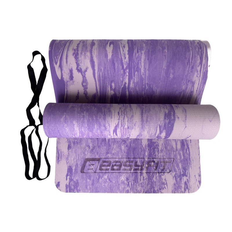Коврик EasyFit для пилатеса и фитнеса, Размер 183x61 см, Толщина 8 мм, Super EVA, Фиолетовый