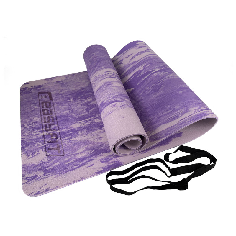 Коврик EasyFit для пилатеса и фитнеса, Размер 183x61 см, Толщина 8 мм, Super EVA, Фиолетовый