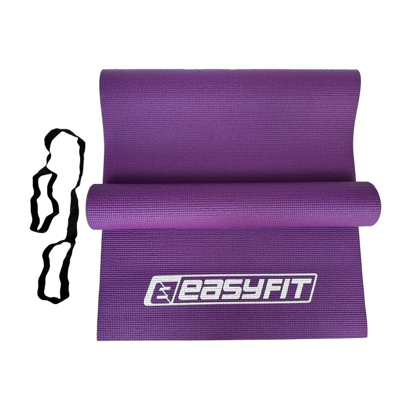 Килимок EasyFit для пілатесу, фітнесу та йоги, 173x61 см, товщина 6 мм, ПВХ, фіолетовий