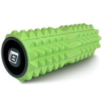 Массажный ролик EasyFit Grid Roller v1.2 с заглушками, Длина 33 см, Диаметр 13 см, Пена EVA с 3D массажной поверхностью, для йоги, фитнеса и реабилитации, Салатовый