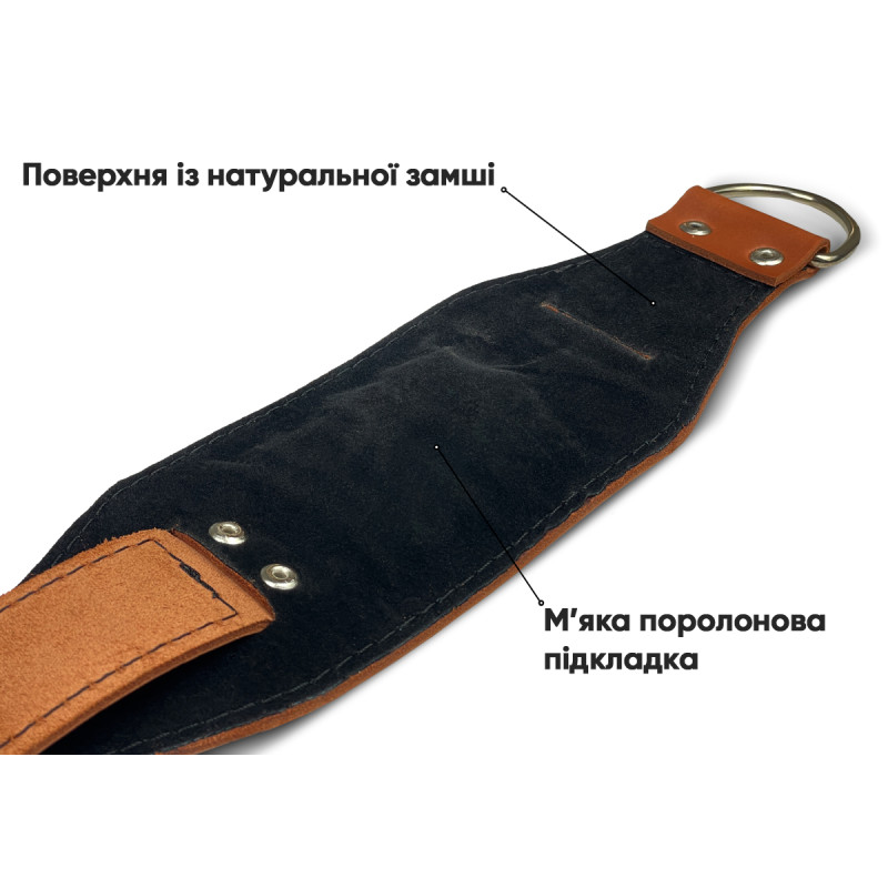 Манжета EasyFit F9 для тяги на тренажерах, Натуральна шкіра, Регульований обхват 30-35 см, Ширина 10 см, Коричневий