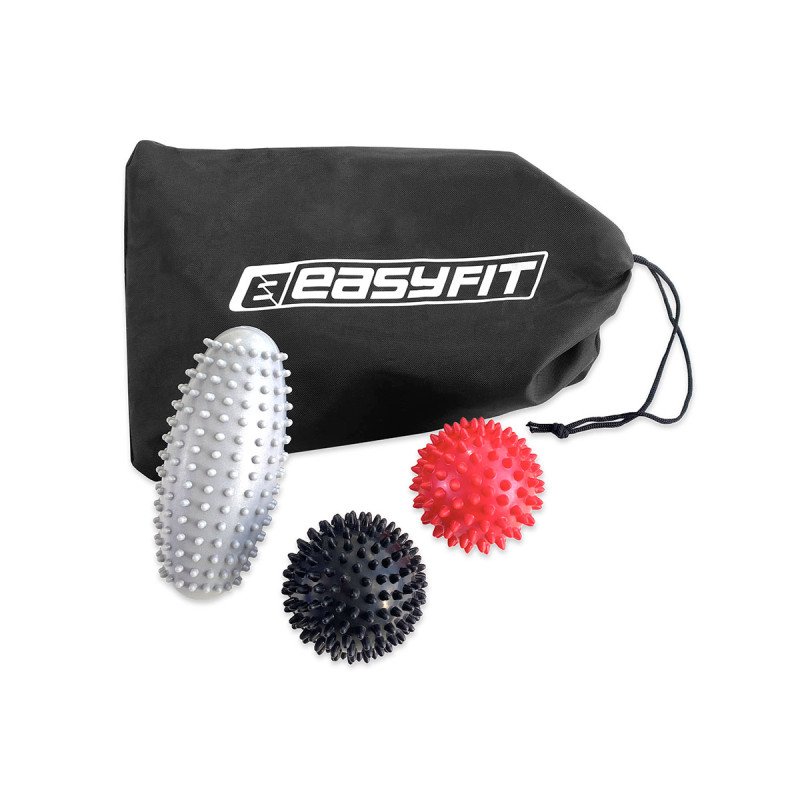 Набор EasyFit PVC Set-1 в сумочке (2 массажных мяча, 1 овальный ролл), ПВХ, Полиэстер, Для массажа и МФР