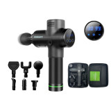 Массажный пистолет EasyFit Percussio с 6 насадками (портативный перкуссионный вибромассажер для тела), 30 режимов интенсивности, Сенсорный LED-дисплей, Черный, Для глубокого мышечного массажа, облегчения боли, восстановления после тренировок