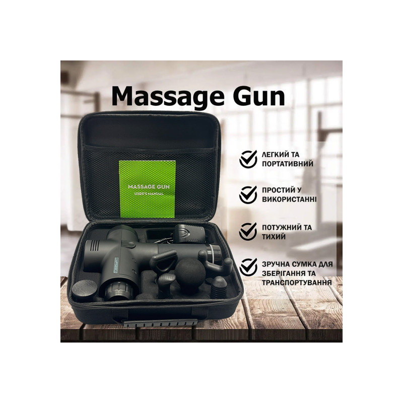 Массажный пистолет EasyFit Percussio с 6 насадками (портативный перкуссионный вибромассажер для тела), 30 режимов интенсивности, Сенсорный LED-дисплей, Черный, Для глубокого мышечного массажа, облегчения боли, восстановления после тренировок