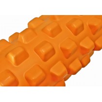 Массажный ролик (валик) EasyFit Grid Roller PRO, Длина 33 см, Диаметр 14 см, Каркас из высокопрочного пластика, Пена EVA с массажной поверхностью 3D, для МФР, фитнеса, йоги и реабилитации, Оранжевый