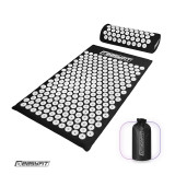 Массажный коврик EasyFit с подушкой (аппликатор Кузнецова) для массажа спины и шеи с чехлом, черный