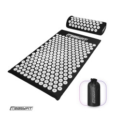 Масажний килимок EasyFit з подушкою (аплікатор Кузнєцова) для масажу спини та шиї з чохлом, чорний