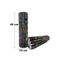 Масажний ролик (валик) EasyFit Morze, Довжина 45 см, Діаметр 12 см, Піна EVA з масажною поверхнею 3D, для МФР, фітнесу, йоги та реабілітації, Чорний