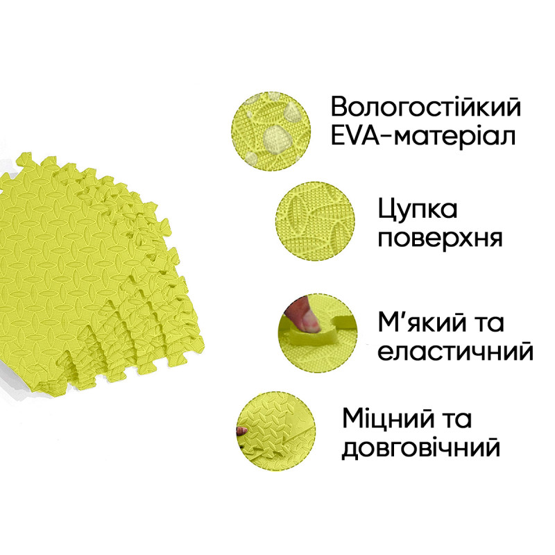 Татами мат EasyFit SwallowTail (пазл ласточкин хвост с бортиком), Размер 120x60 см, Толщина 10 мм, EVA-пена, Желтый