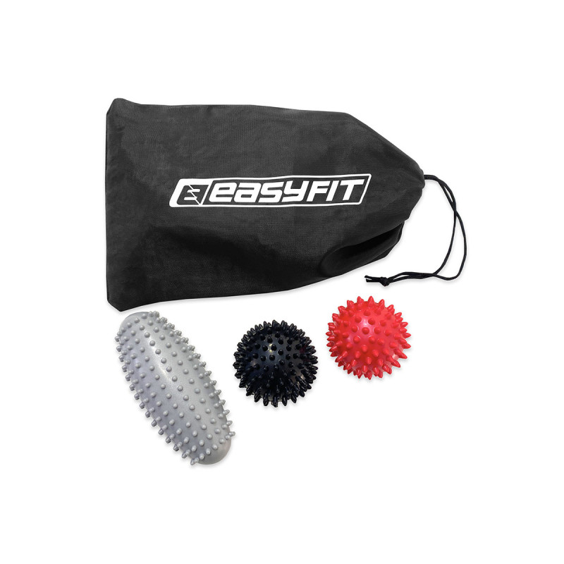 Набор EasyFit PVC Set-1 в сумочке (2 массажных мяча, 1 овальный ролл), ПВХ, Полиэстер, Для массажа и МФР
