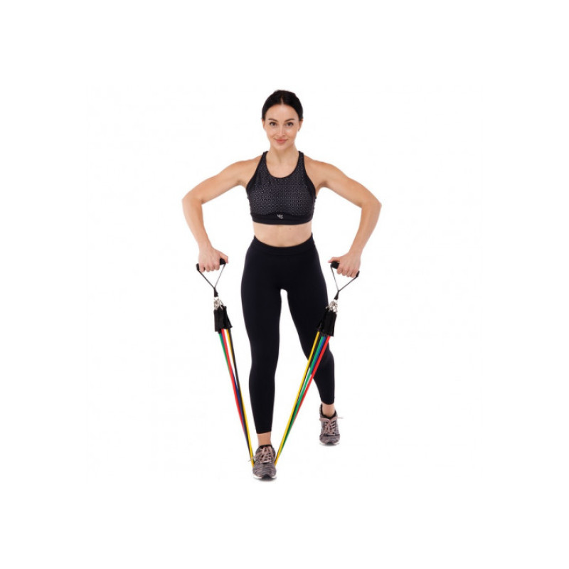 Набор эспандеров Бубновского EasyFit с чехлом 5в1, Сопротивление 4,6-13,7 кг, Дверной крепеж, Латекс, Для тренировок всех групп мышц