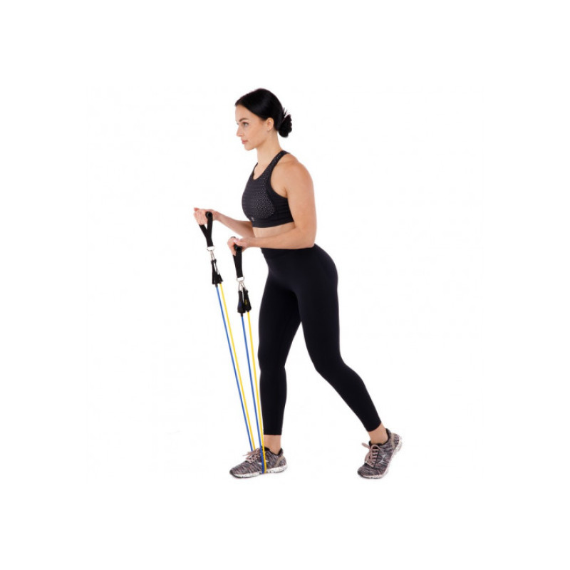 Набор эспандеров Бубновского EasyFit с чехлом 5в1, Сопротивление 4,6-13,7 кг, Дверной крепеж, Латекс, Для тренировок всех групп мышц