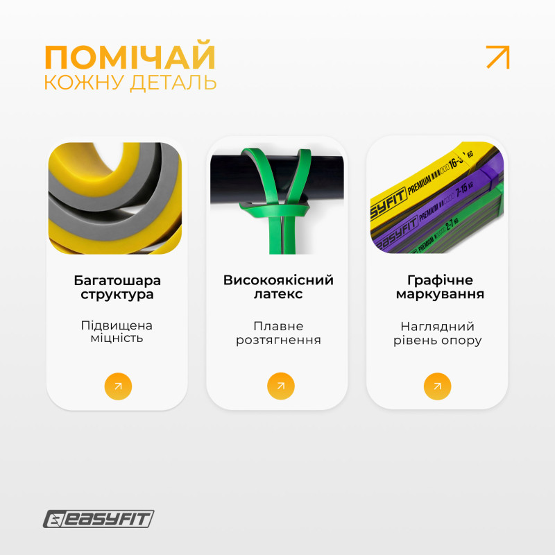 Набор резинок для подтягиваний и спорта EasyFit Premium (3 шт), Двухслойные, Сопротивление 2-32 кг, Длина 200 см, Ширина: 0,64 см, 1,3 см, 2,2 см, Толщина 4,5 мм, Латекс, Сумка для хранения