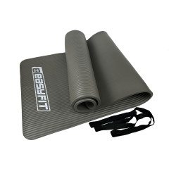 Коврик EasyFit для пилатеса и фитнеса, 180x60 см, толщина 10 мм, NBR, серый