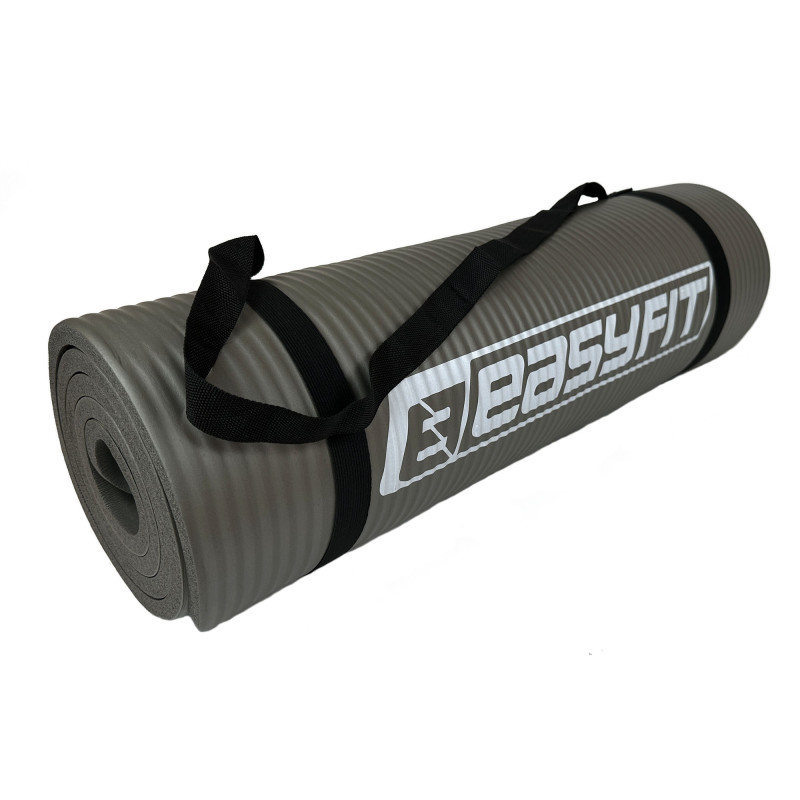 Килимок EasyFit для пілатесу та фітнесу, 180x60 см, товщина 10 мм, NBR, сірий