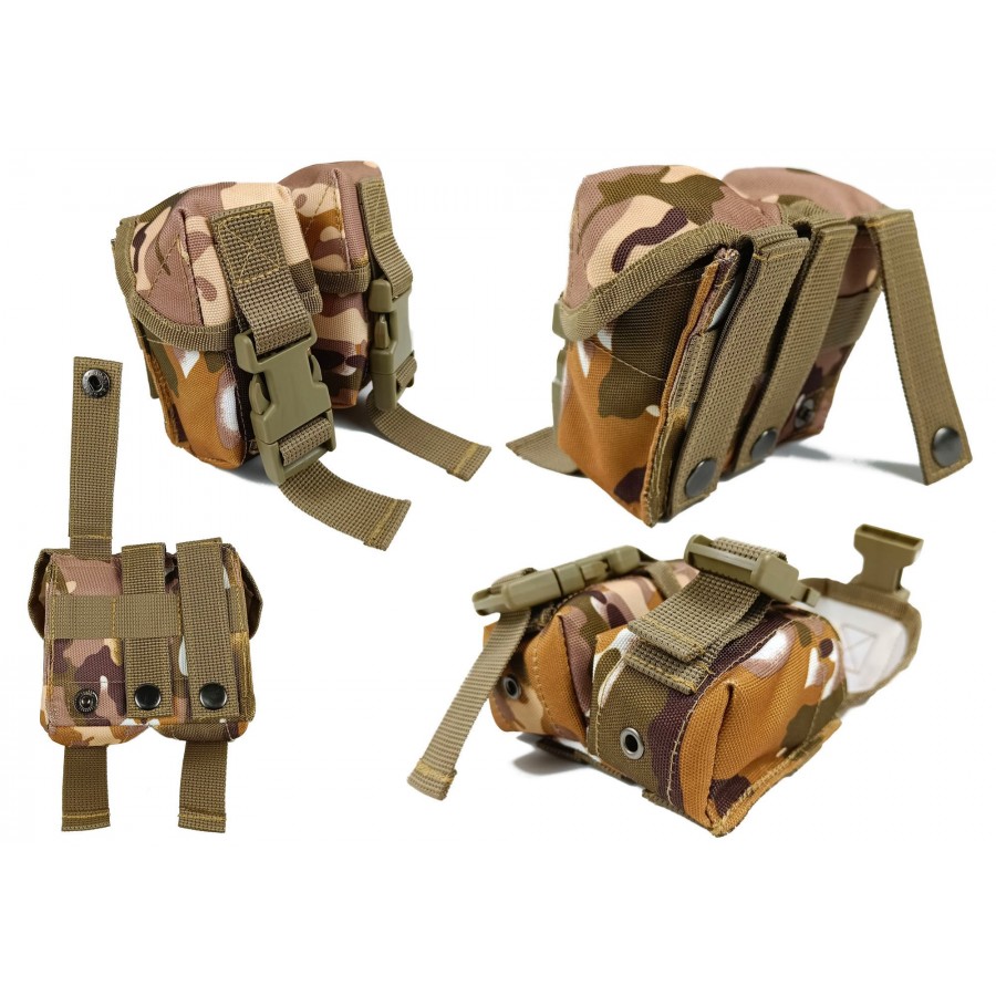 Подсумок гранатный двойной Multicam Arid (степной) (MOLLE, подсумок для гранат на разгрузку, жилет, РПС)