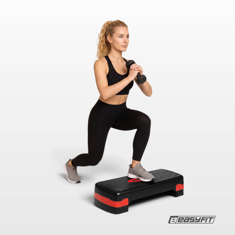 Степ-платформа EasyFit Step-B 2-ступінчаста, 68 см, пластик, чорно-червоний
