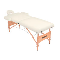 Масажний стіл EasyFit ZenRest з чохлом (кушетка складана), Розміри: 214×70 см, Максимальне навантаження: 240 кг, Регульована висота, Цільне дерево, Метал, PU шкіра, Бежевий 