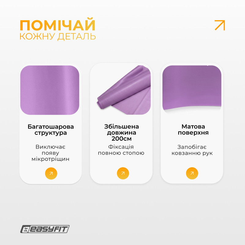 Еластична стрічка для пілатесу EasyFit EPP, рівень навантаження: Heavy, пурпурна