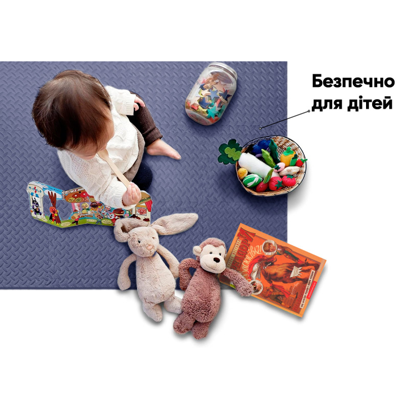 Татами мат EasyFit SwallowTail (пазл ласточкин хвост с бортиком), Размер 120x120 см, Толщина 10 мм, EVA-пена, Синий