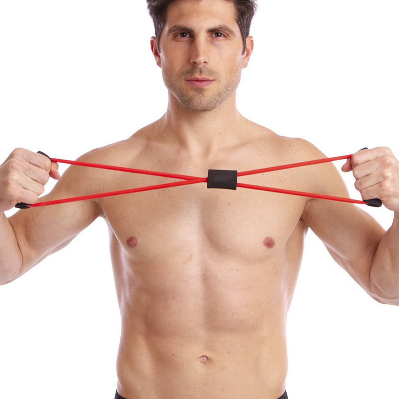 Еспандер EasyFit восьмерка трубчатый, Длина 100 см, TPR, Резина, Неопреновые ручки, для фитнеса и реабилитации, Красный