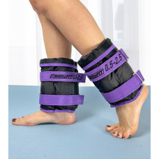 Утяжелители для ног и рук EasyFit наборные (пара), Вес 0,5-2,5 кг, Оксфорд с пропиткой, Песок, Черно-фиолетовый