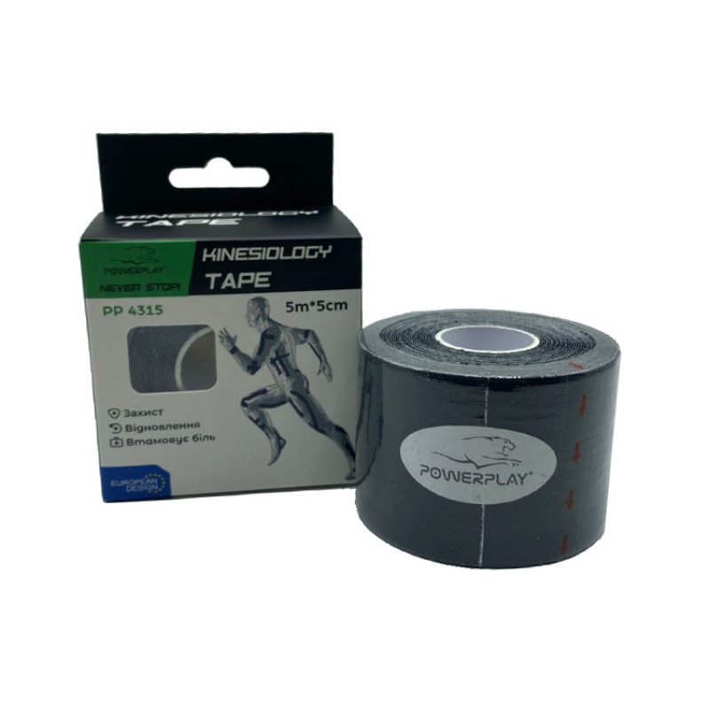 Кинезиологическая лента PowerPlay 4315 Черный 5см*5м