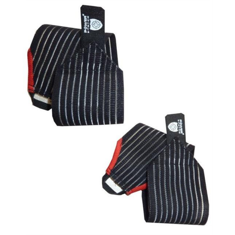 Бинты для запястья (кистевые бинты) Power System PS-6000 Elastic Wrist Support Black/Red, Длина 35 см, Полиэстер, Черно-красный