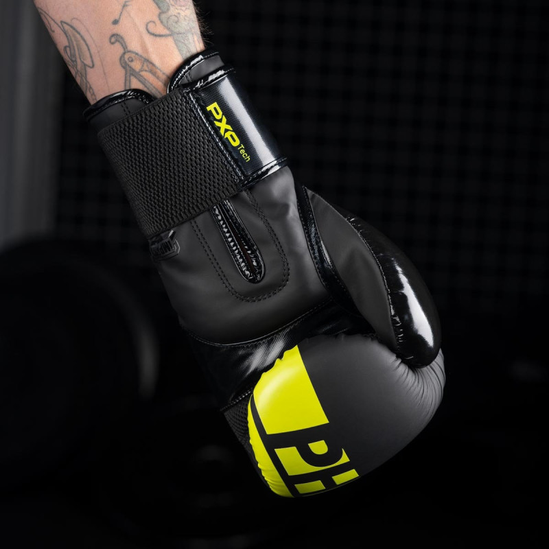 Боксерські рукавиці Phantom APEX Elastic Neon Black/Yellow 10 унцій (Бинти 4м. )