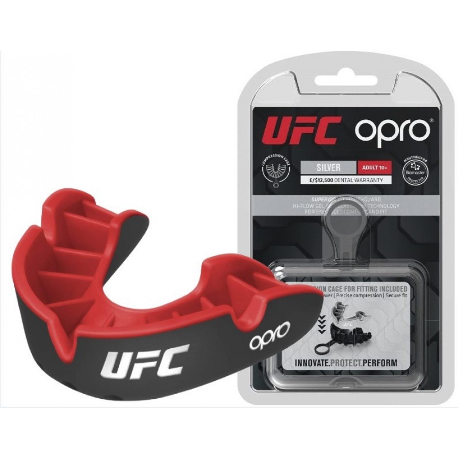 Капа боксерська OPRO Silver UFC Hologram Black/Red (art.002259002)