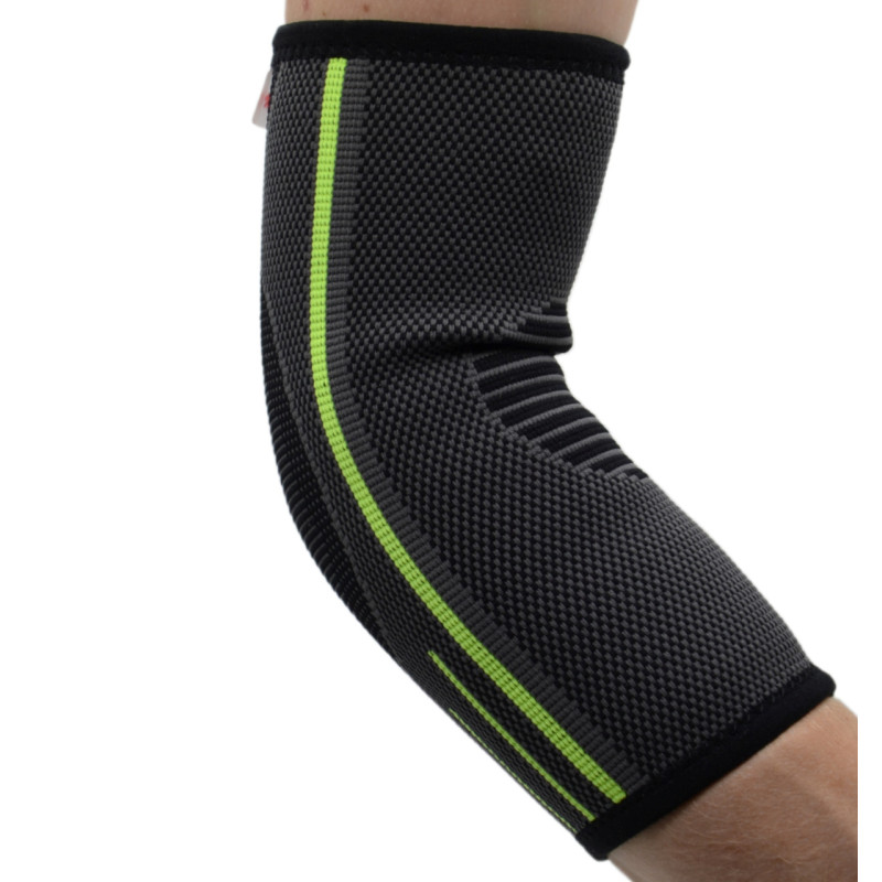Компресійний налокітник MadMax MFA-283 3D Compressive elbow support Dark grey/Neon green (1шт.) M