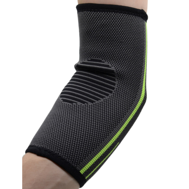 Компресійний налокітник MadMax MFA-283 3D Compressive elbow support Dark grey/Neon green (1шт.) M