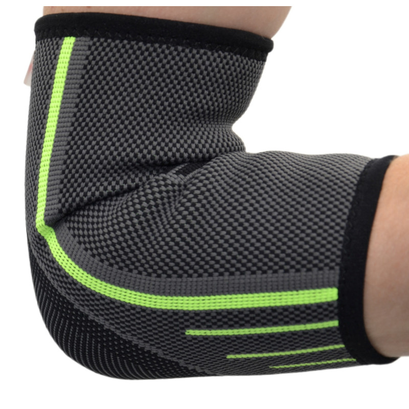 Компресійний налокітник MadMax MFA-283 3D Compressive elbow support Dark grey/Neon green (1шт.) M
