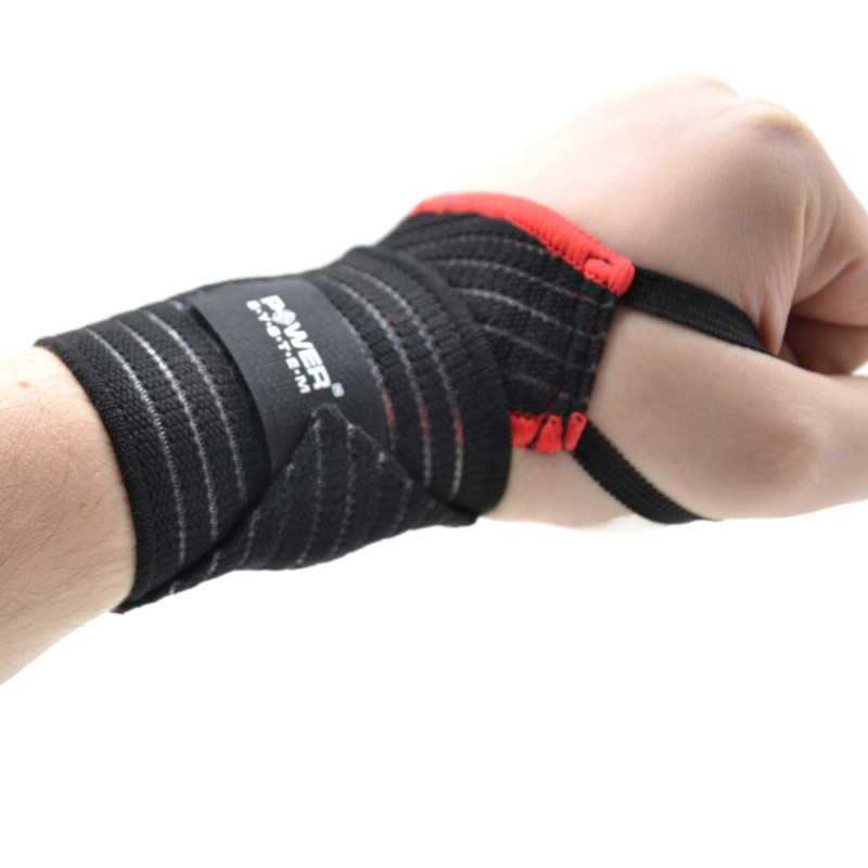 Бинты для запястья (кистевые бинты) Power System PS-6000 Elastic Wrist Support Black/Red, Длина 35 см, Полиэстер, Черно-красный