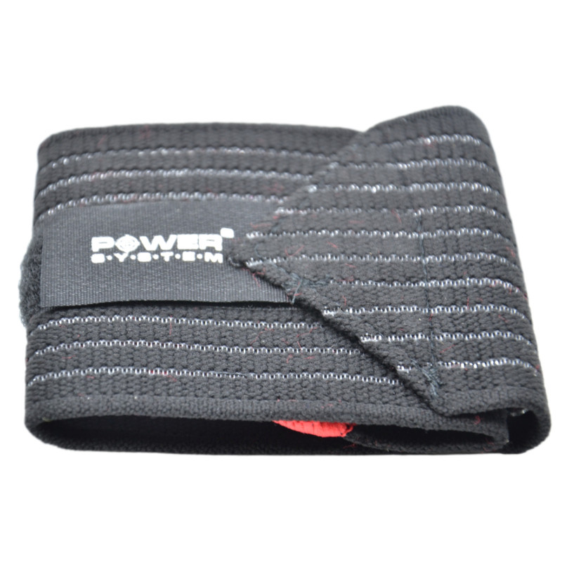 Бинты для запястья (кистевые бинты) Power System PS-6000 Elastic Wrist Support Black/Red, Длина 35 см, Полиэстер, Черно-красный