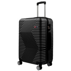 Большой пластиковый чемодан на колесах 115L GD Polo черный